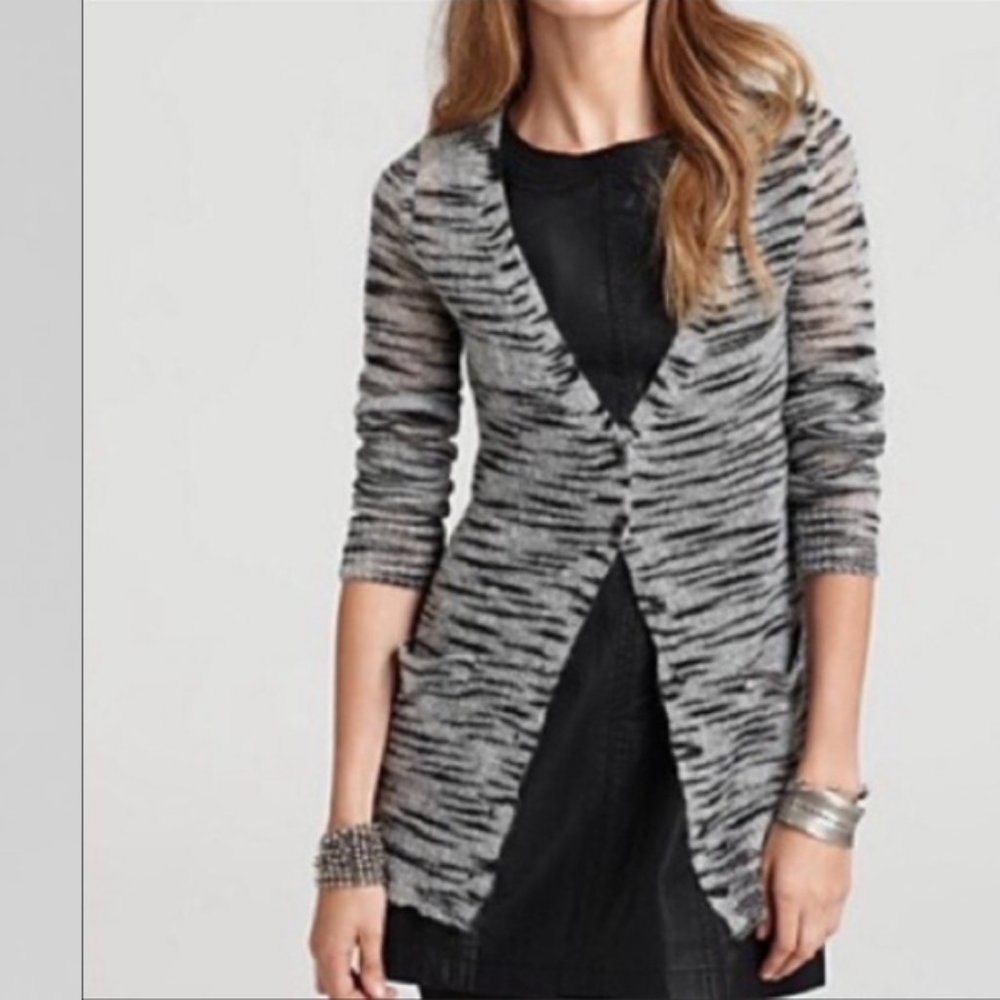 Free People Gray and Black Marled Open Cardigan